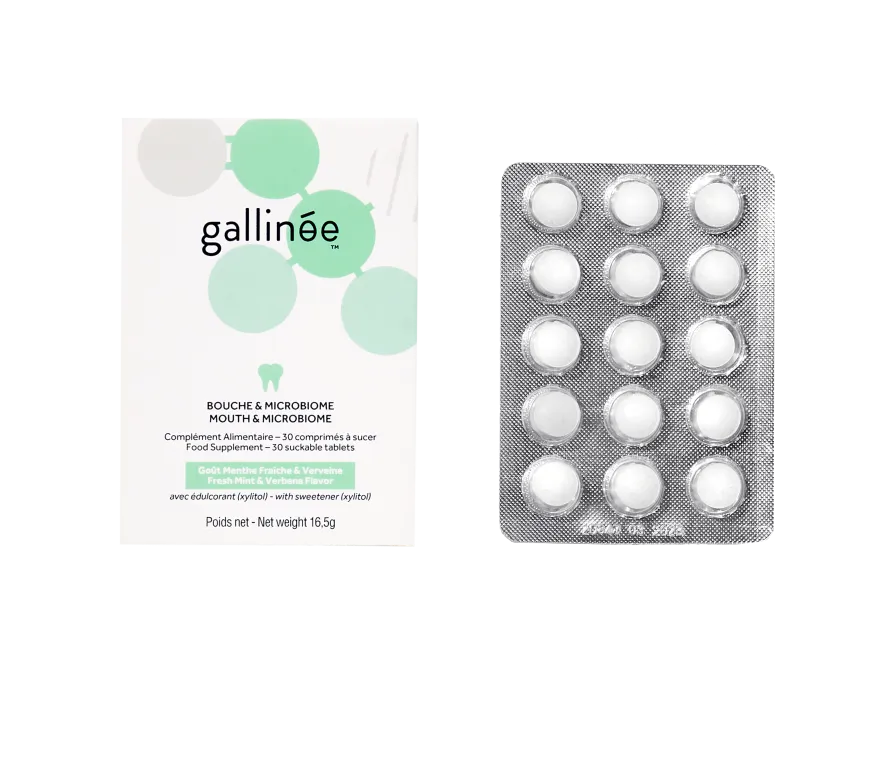 Gallinée žuvacie tablety pre obnovu a podporu ústnej mikroflóry 1×30 ks, žuvacie tablety na podporu ústnej mikroflóry