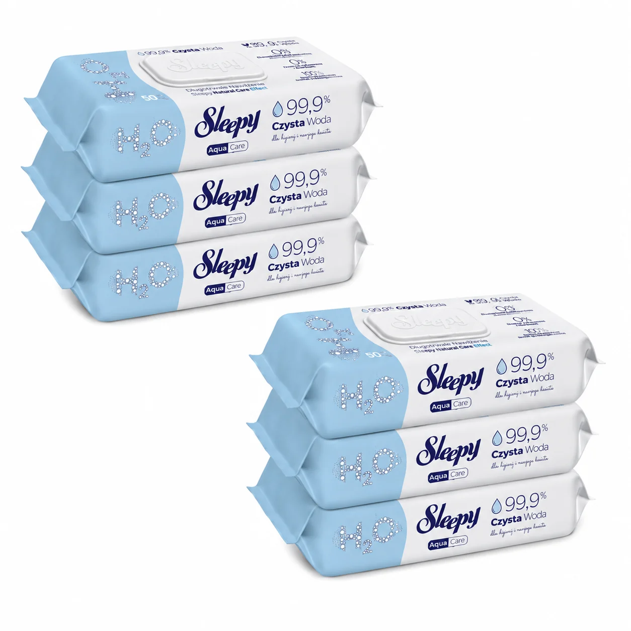 Sleepy Aqua Care detské vlhčené obrúsky s obsahom 99,9% vody výhodné balenie 300 ks (6x50 ks)