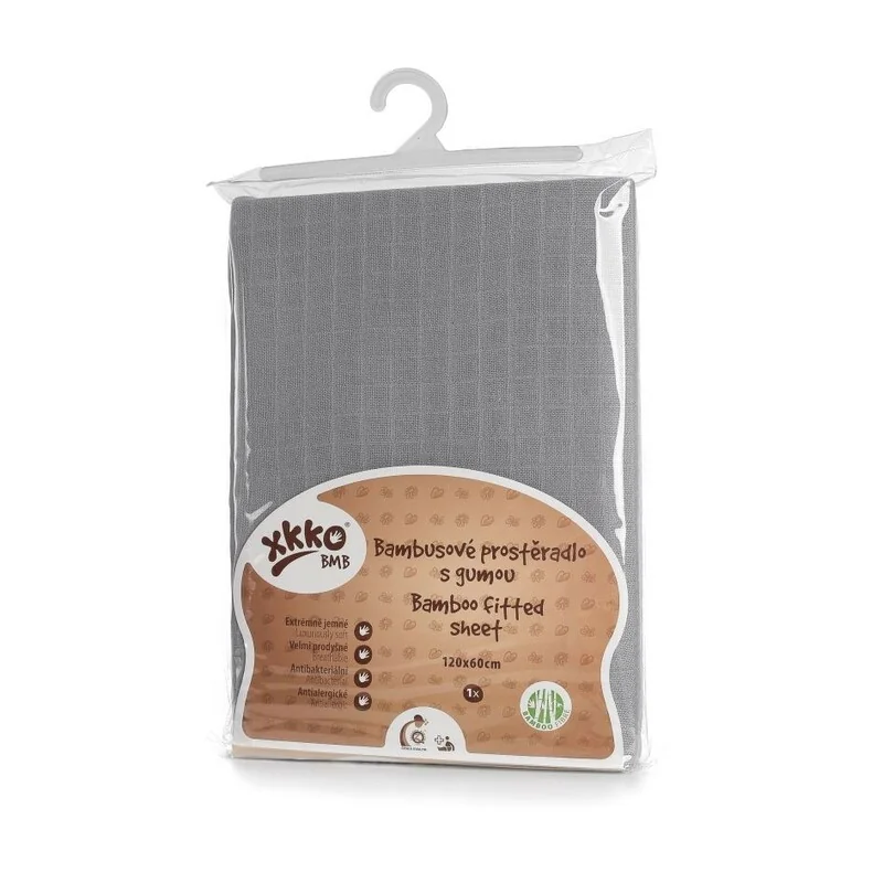 XKKO BMB Plachta s gumou do postieľky 120x60, Silver 1×1 ks