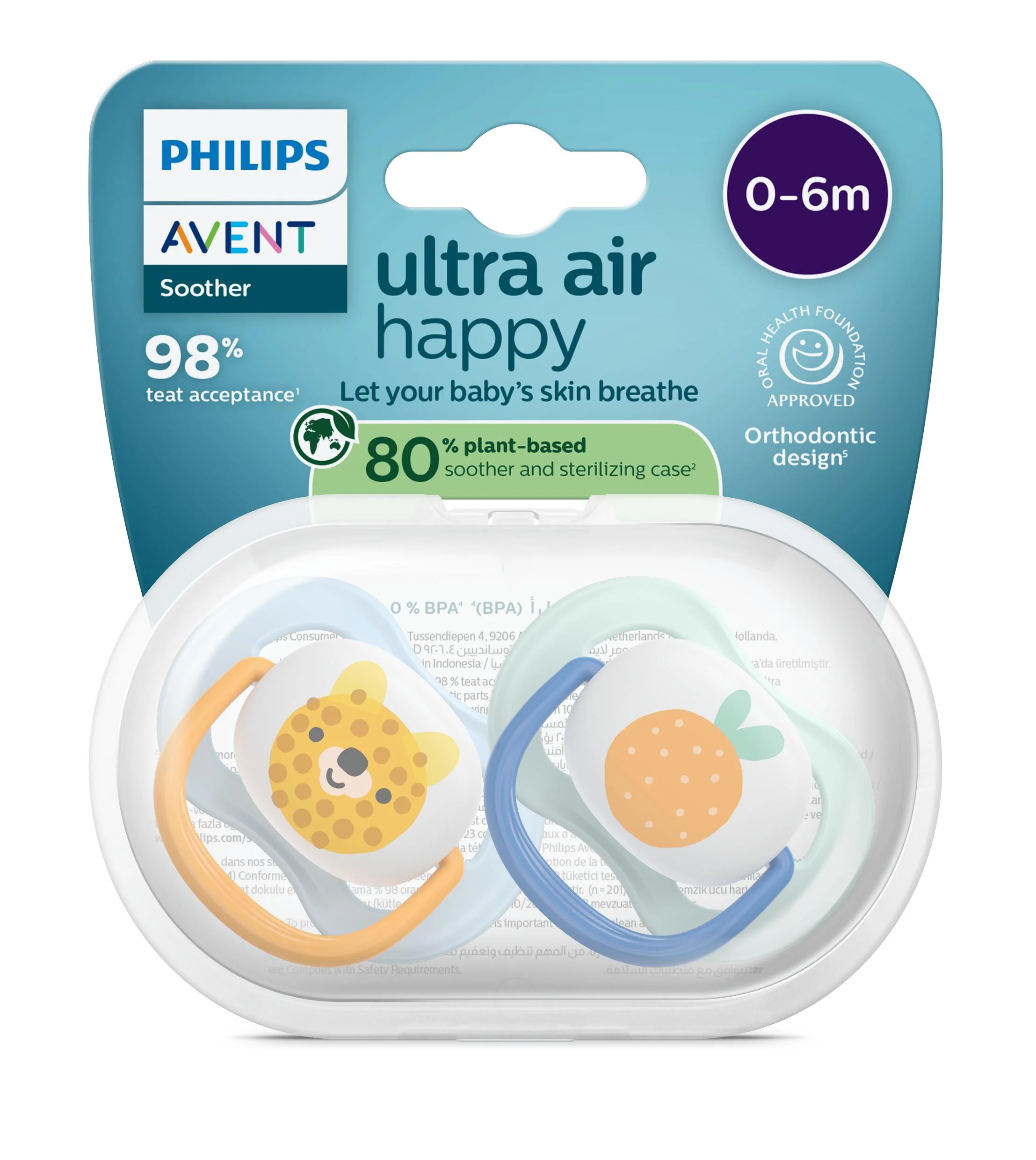 Philips AVENT - Cumlík Ultra air s obrázkom SCF080/23, 0-6 m, chlapec 2 ks