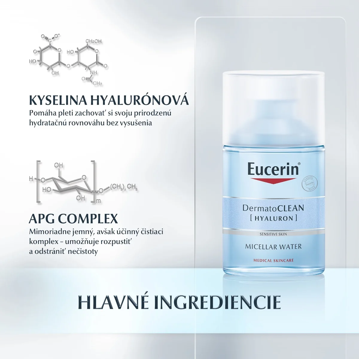 Eucerin DermatoCLEAN HYALURON Micelárna VODA 3v1 1×100 ml, citlivá pleť