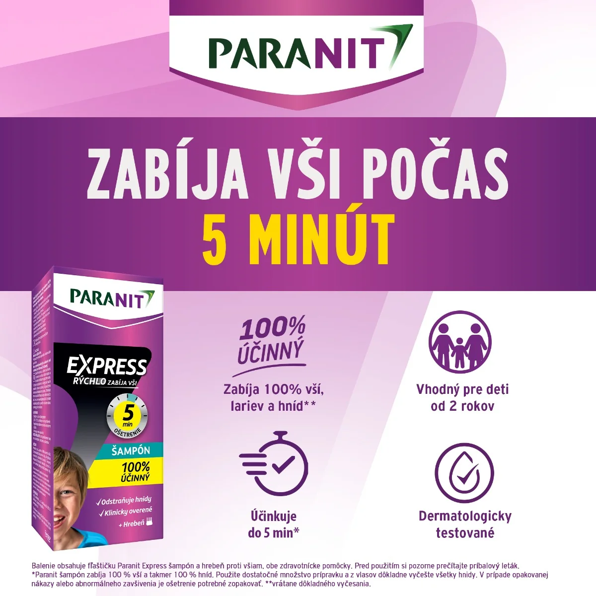 PARANIT Express Šampón + hrebeň 1×100 ml, prípravok proti všiam