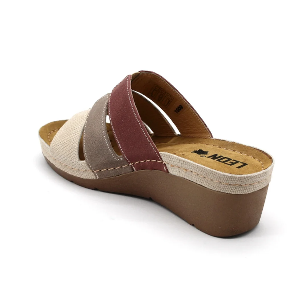 Leon 1009 Dámska zdravotná celokožená obuv - Klinový opätok 36 - 23,5cm, béžová, 6,5 cm