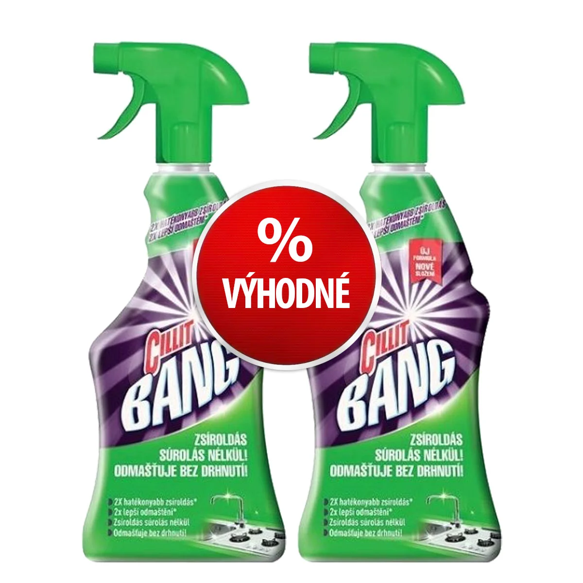 SET 2ks CILLIT BANG čistiaci prostriedok na mastnotu 750ml 2x750ml, rozprašovač