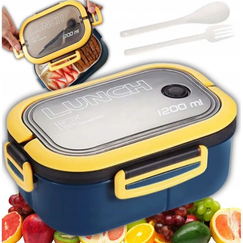 Livefy obedový box s príborom Lunch 1.2l, modrý