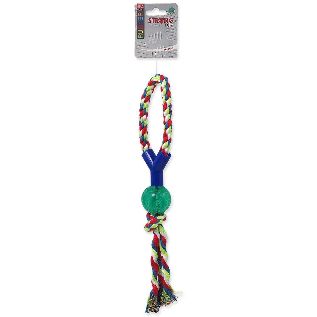 Hračka Dog Fantasy DENTAL MINT lopta hádzacia s povrazom Y zelená 5x38cm