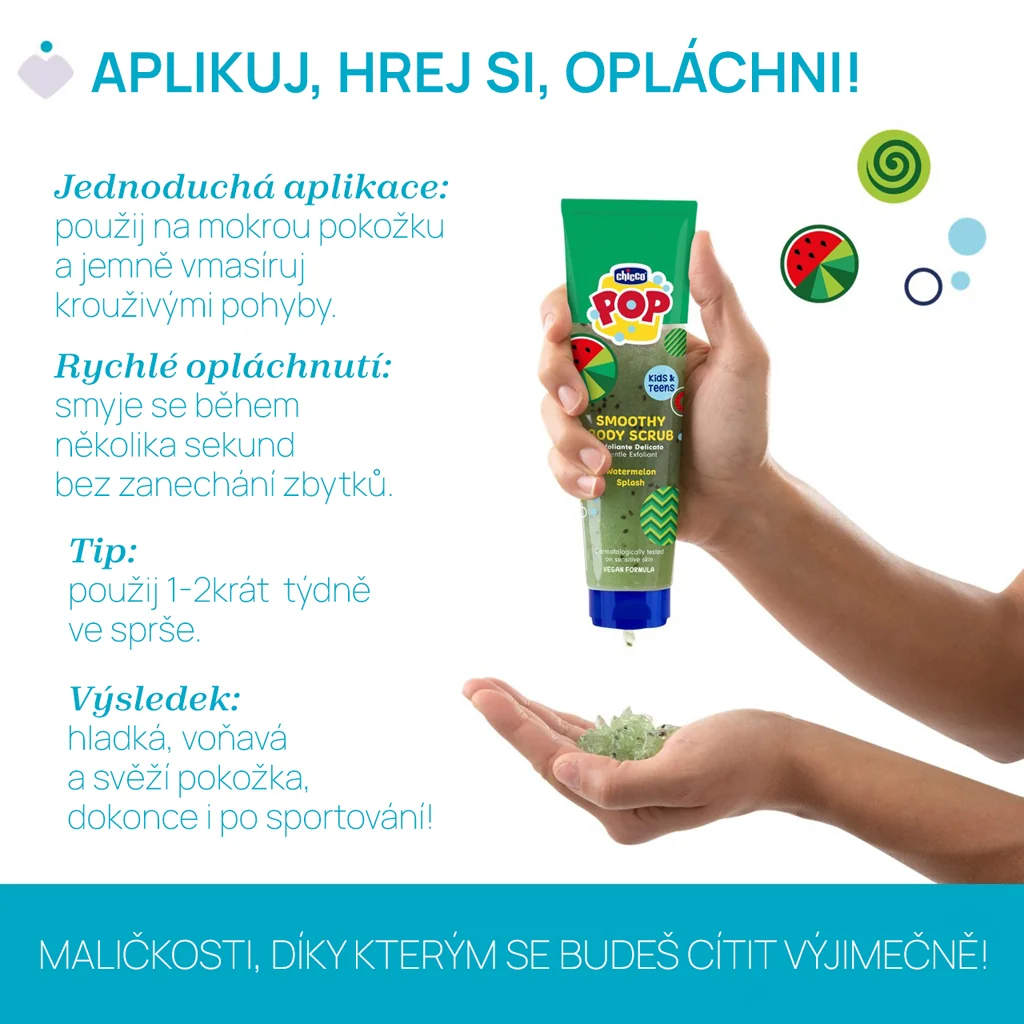 CHICCO Telový peeling Watermelon Smoothy POP pre deti a teenagerov 150 ml