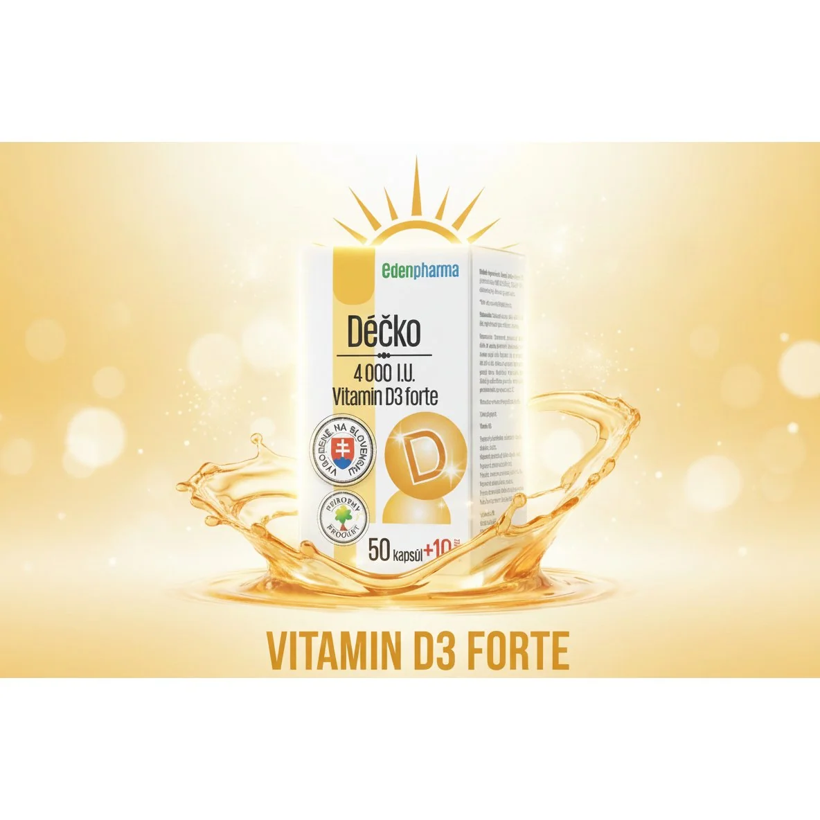 EDENPharma Déčko Vitamín D3 Forte 4000 I.U. 60 kapsúl