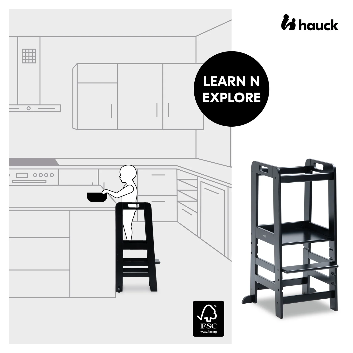 Hauck Učiaca veža Learn N Explore čierna