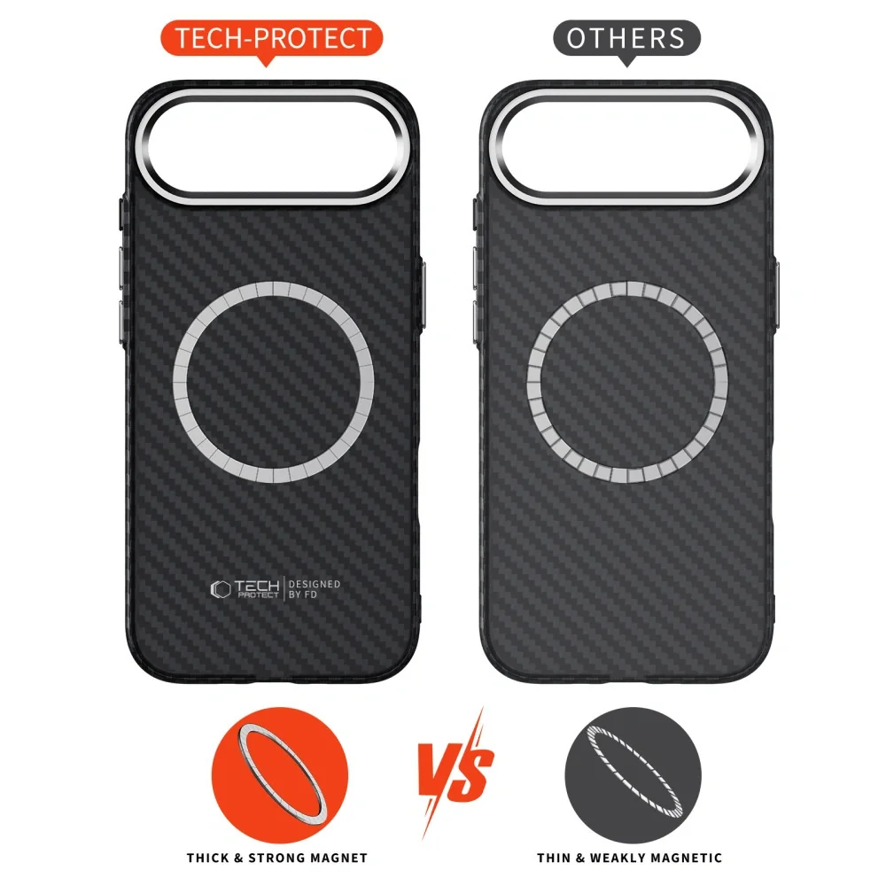 Tech-Protect Ion Carbon MagSafe kryt na iPhone 17 Air, čierny/strieborný ný