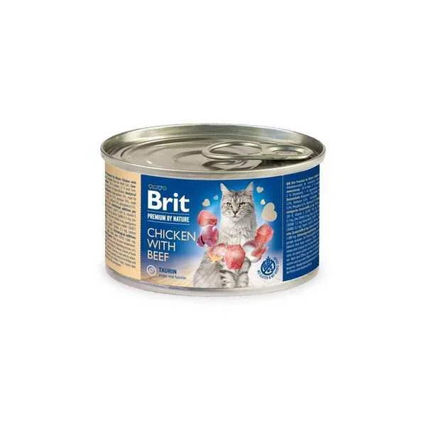Brit Premium By Nature Cat Chicken With Beef 1×200 g, maškrta pre mačky