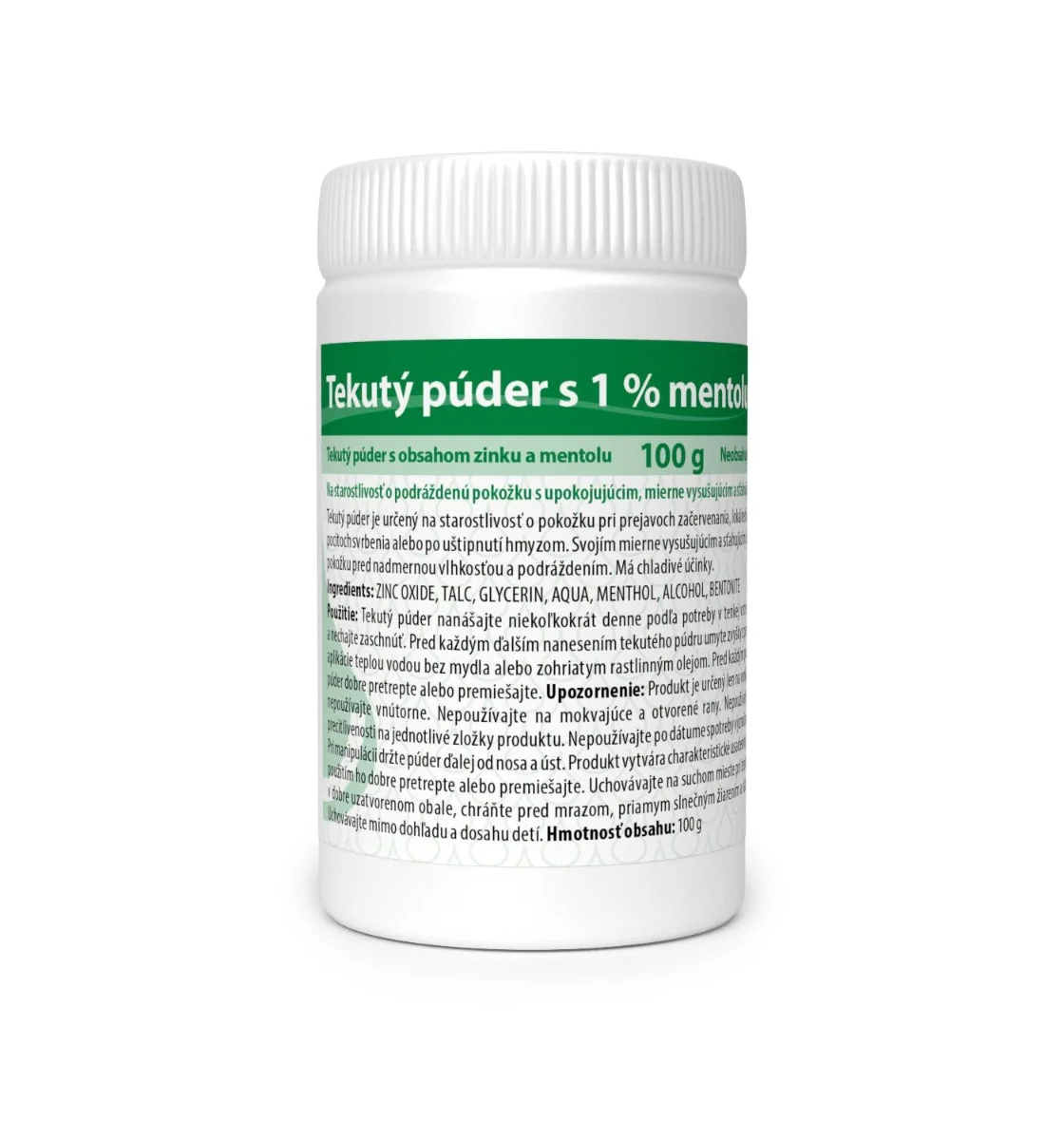 VULM Tekutý púder s 1% mentolu 1×100 g, tekutý púder