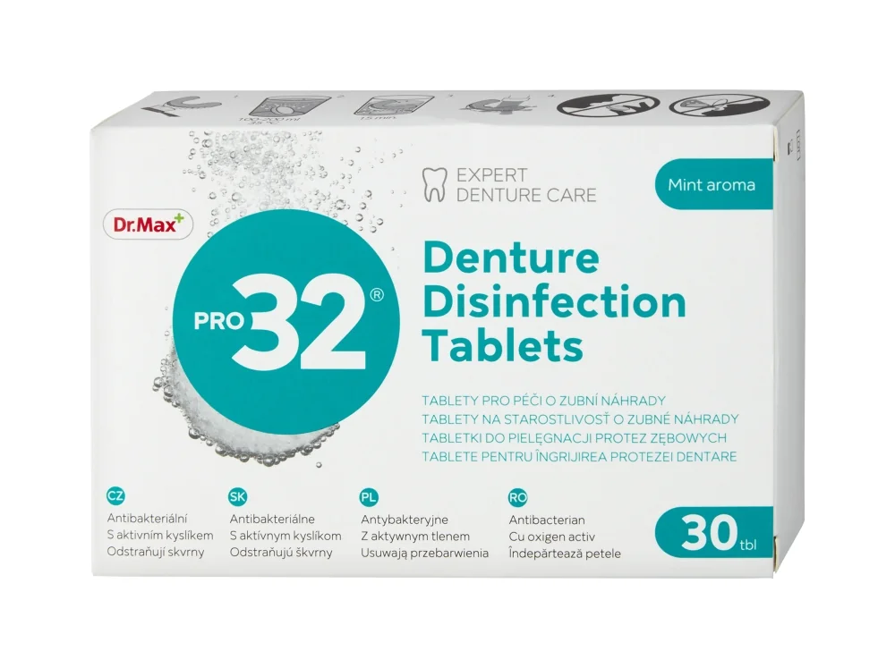 Dr. Max PRO32 Čistiace tablety na zubné protézy 1×30 tbl, tablety na protézu