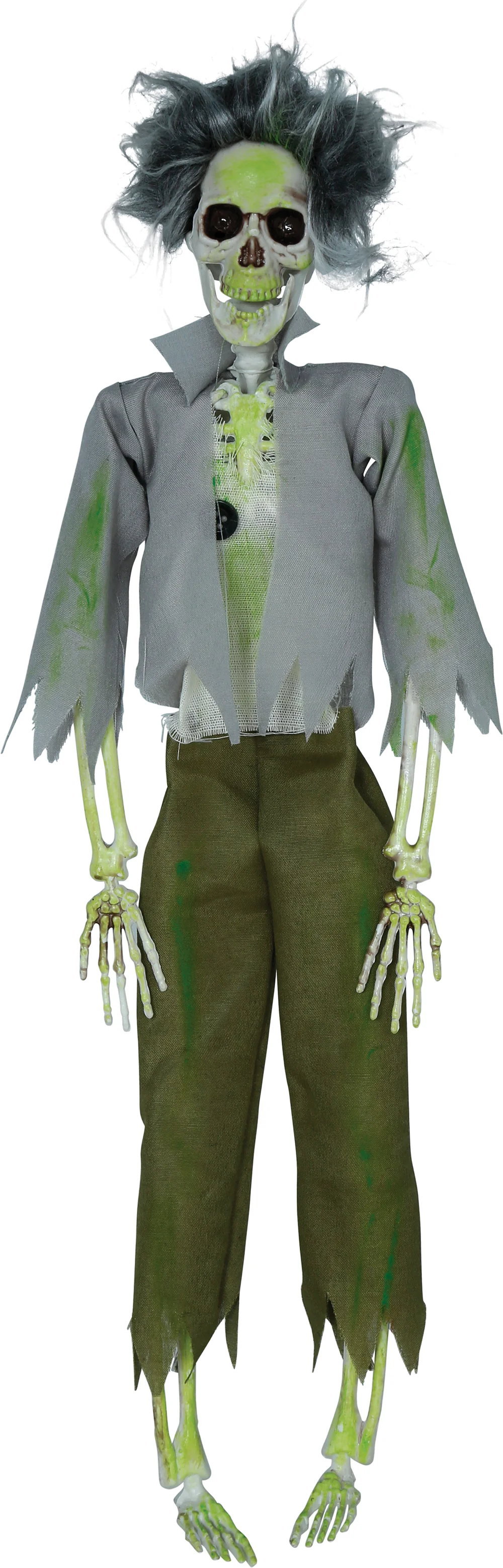 Visiaca dekorácia Zombie kostra s vlasmi 45cm