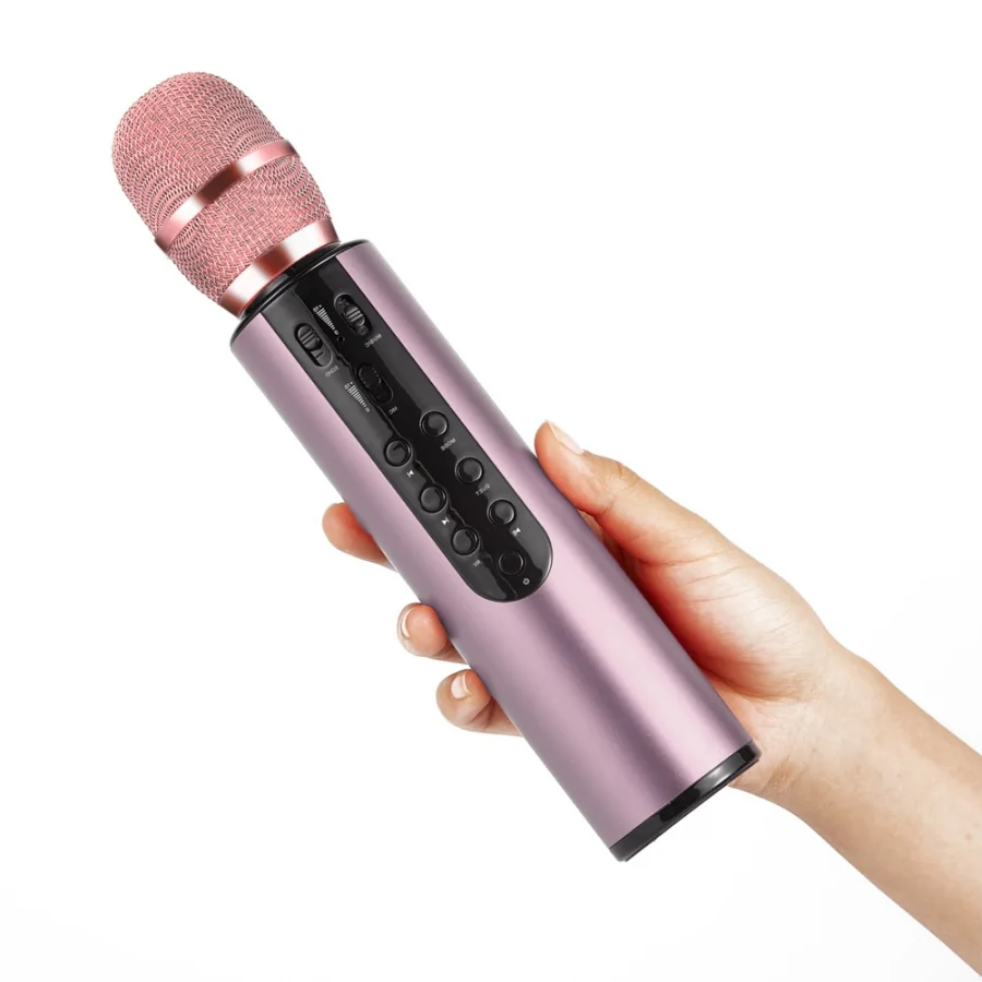 Bluetooth karaoke mikrofón s reproduktorom, K7-Pink