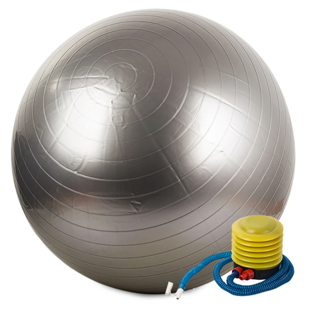 Gymnastická a rehabilitačná lopta 65 cm + pumpa – strieborná