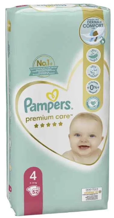 Pampers Premium Care 4 Maxi 52ks (9-14kg) 1×52 ks, plienky