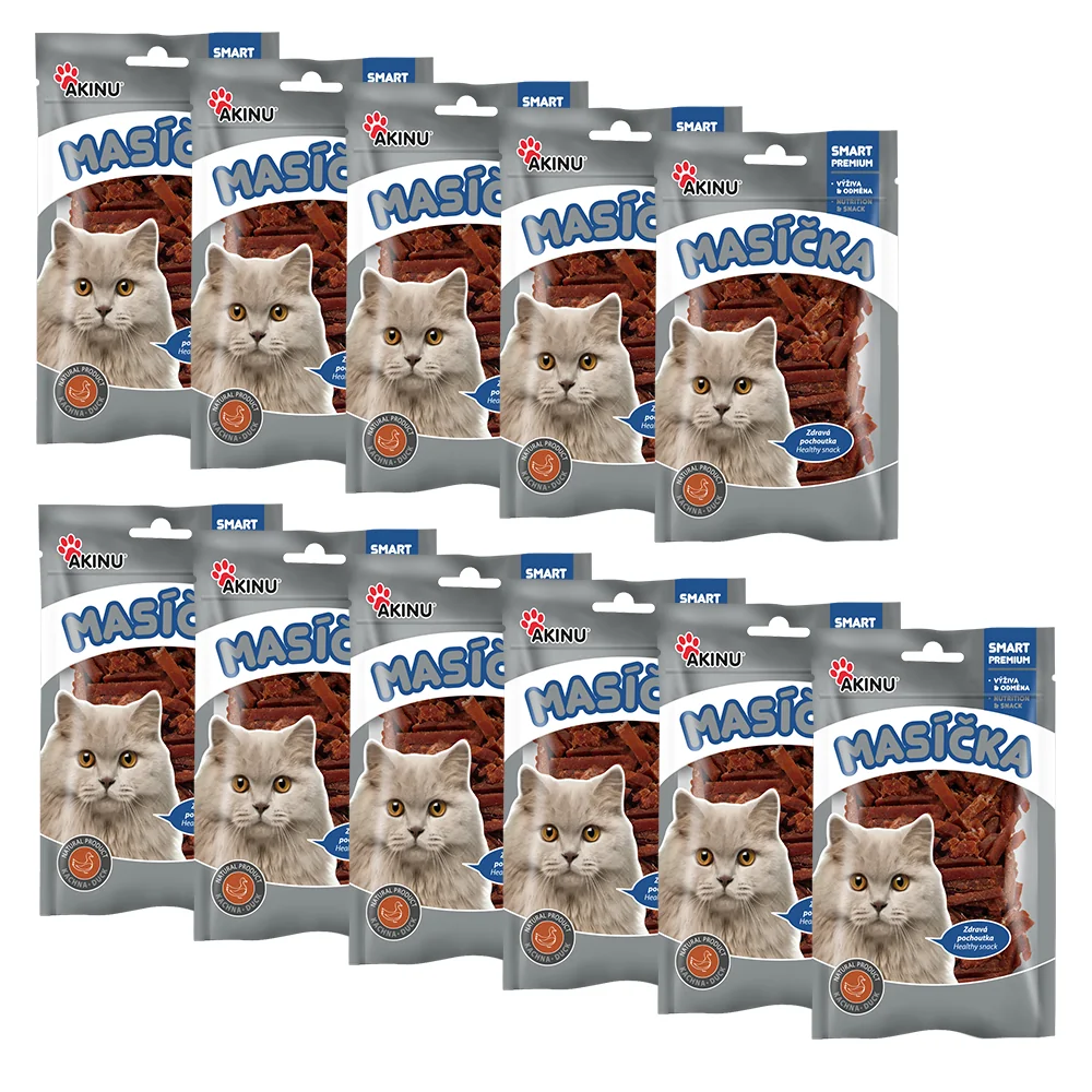 Akinu MASÍČKA Kačacie rezance pre mačky 11 x 50 g
