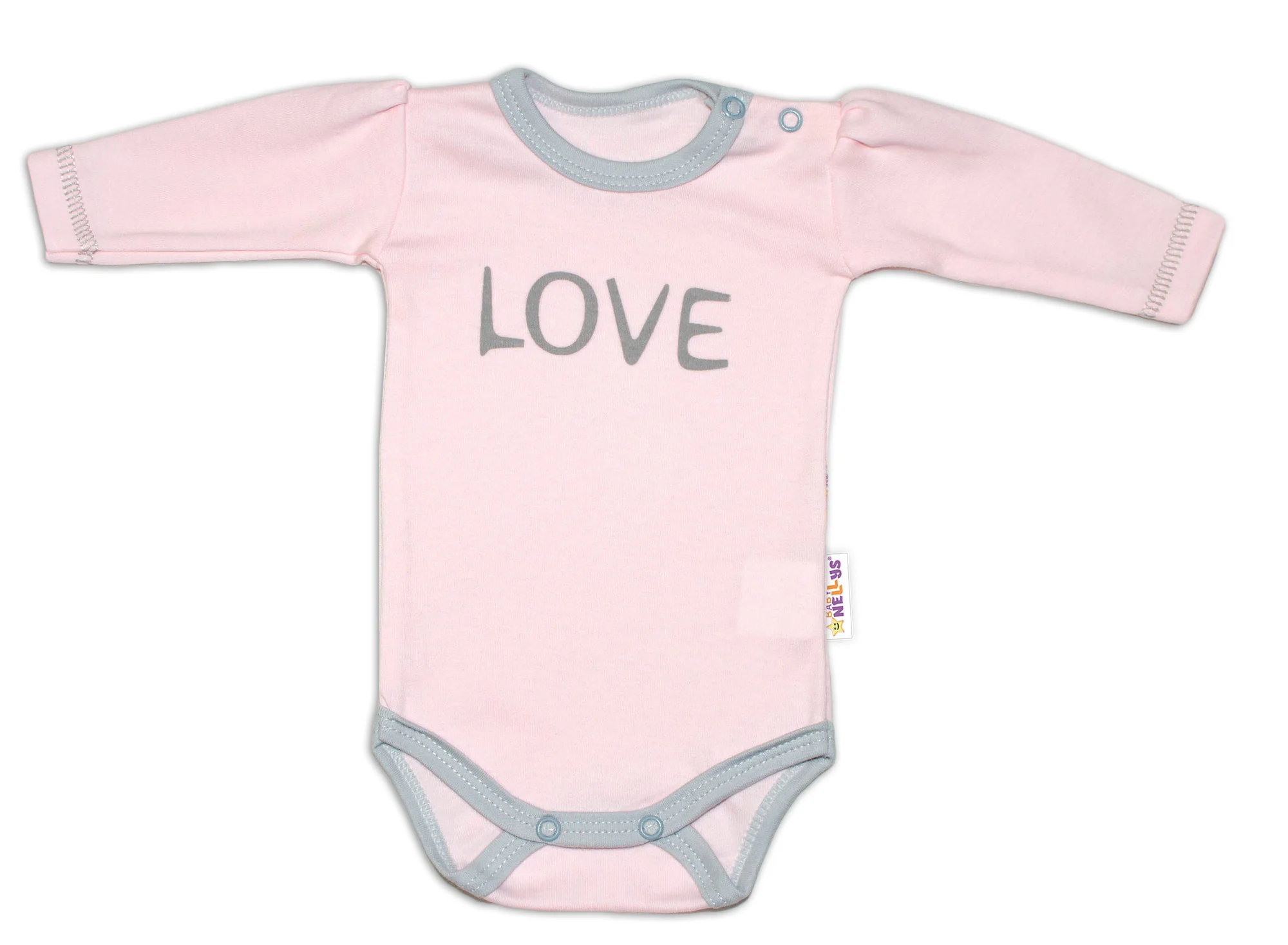 Baby Nellys Body dlhý rukáv Love - ružové