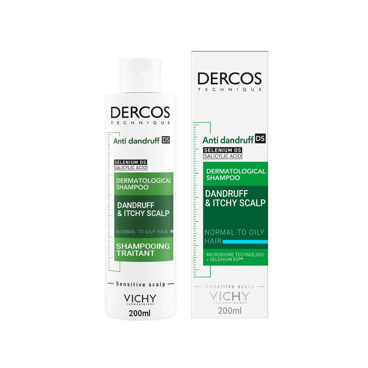 VICHY Dercos Šampón proti lupinám na normálne až mastné vlasy 200 ml 1×200 ml, šampón proti lupinám