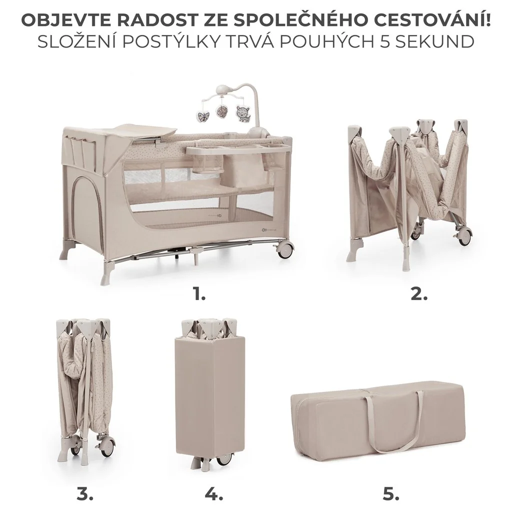 Postieľka cestovná Joy 2 s doplnkami Beige