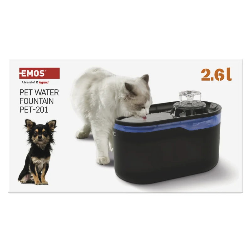 EMOS Vodná fontána Pet Care, 2,6 l, sivá 1 ks