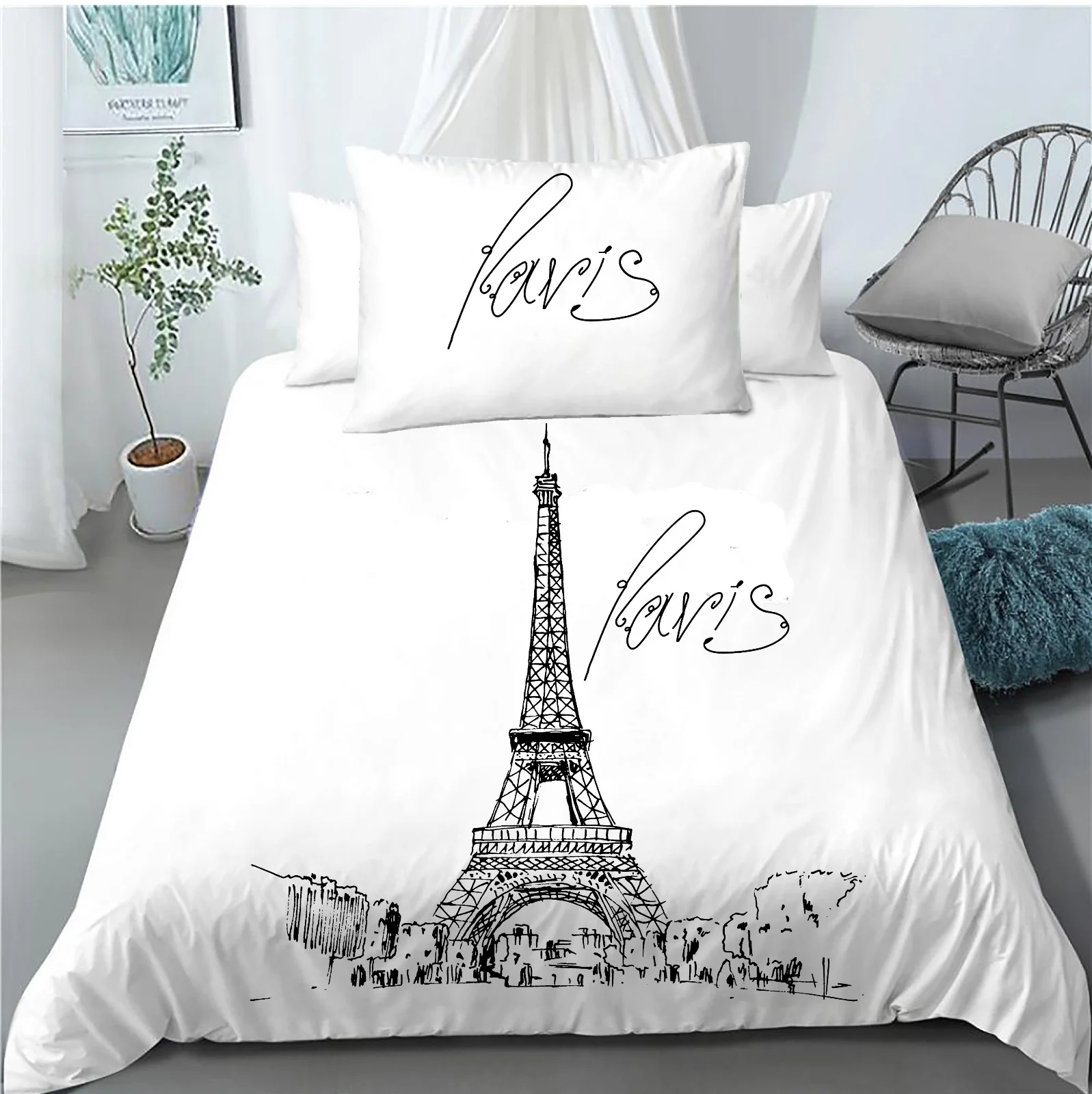 Bavlnené obliečky Deň v Paríži, noc v Londýne, svietiace v tme