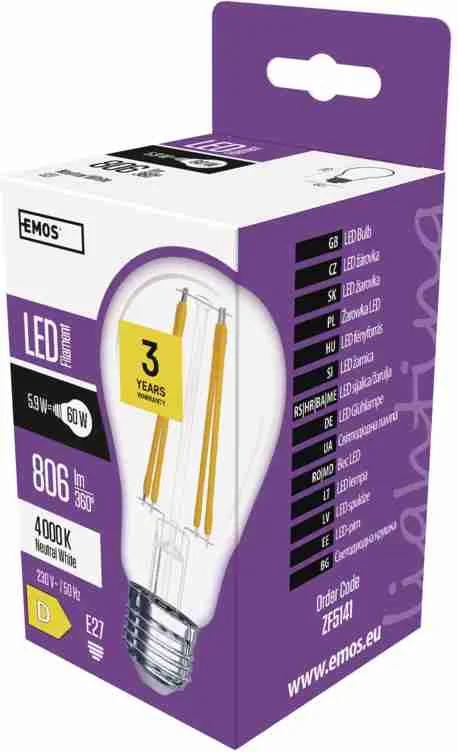 LED FLM A60 5,9W E27 NW 1×1 ks, LED žiarovka