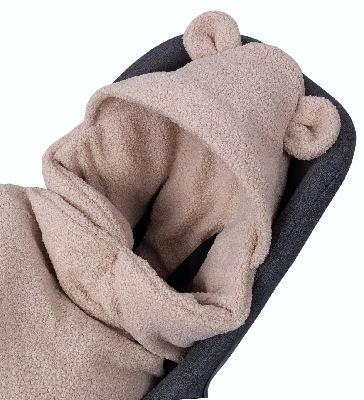 Oteplený fusák, deka s kapucňou do autosedačky Baránok, Baby Nellys - béžový