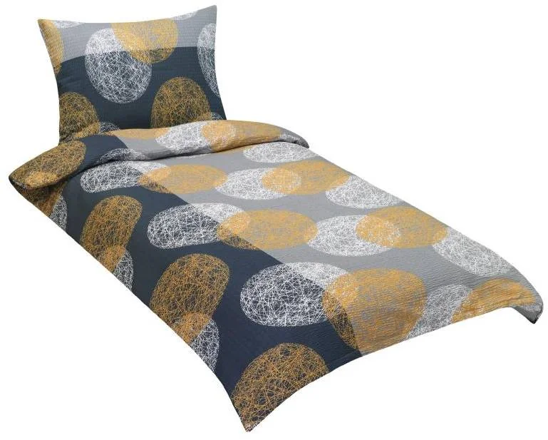 Obliečky krep 80/865 šedooranžové gule 140x220, 70x90 1×1 ks, obliečky