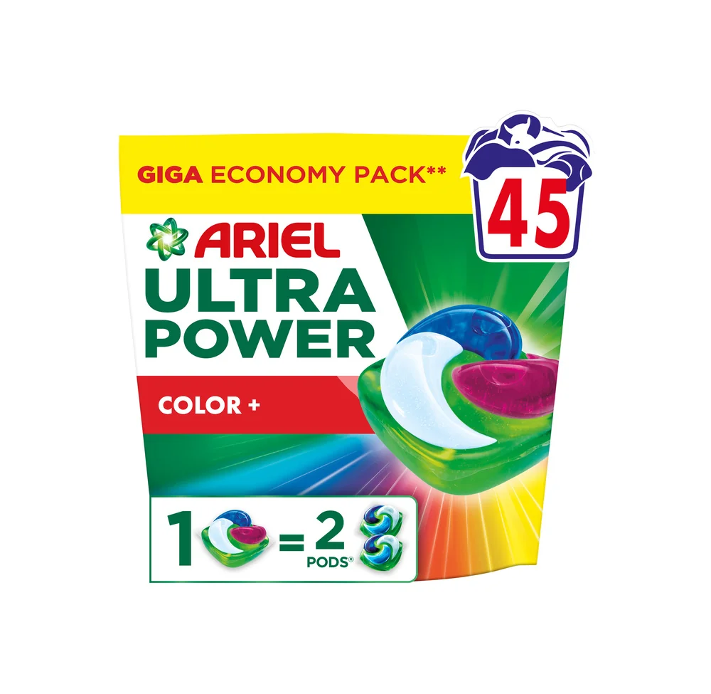 Ariel ULTRA POWER PODS, Kapsule Na Pranie S Tekutým Pracím Prostriedkom, 45 Pranie, Color+ 1×45 ks