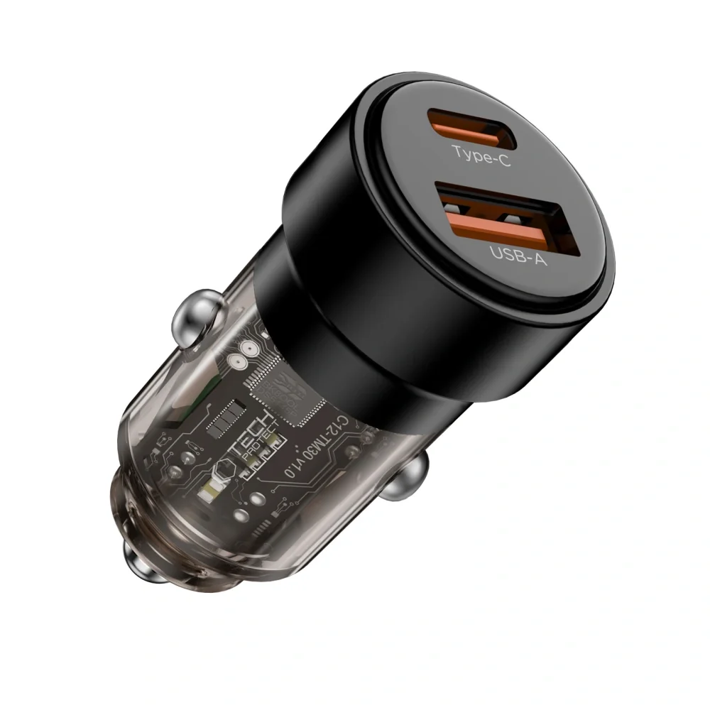 Tech-Protect CC03 autonabíjačka USB / USB-C 75W PD, čierna