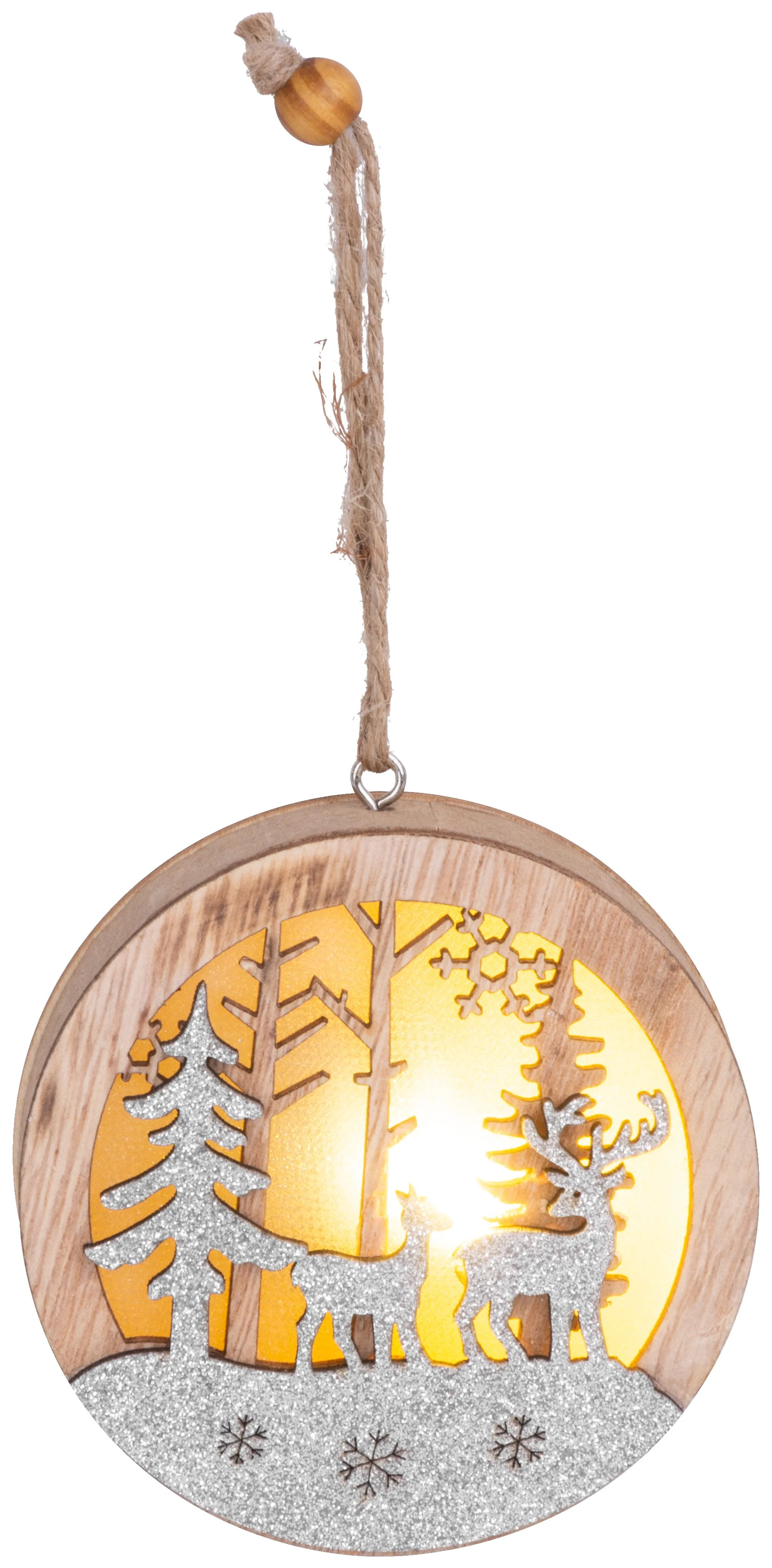 MagicHome vianočný LED jeleň v guli, balenie 12 ks Závesný, MDF, 8,5x2x8,5 cm