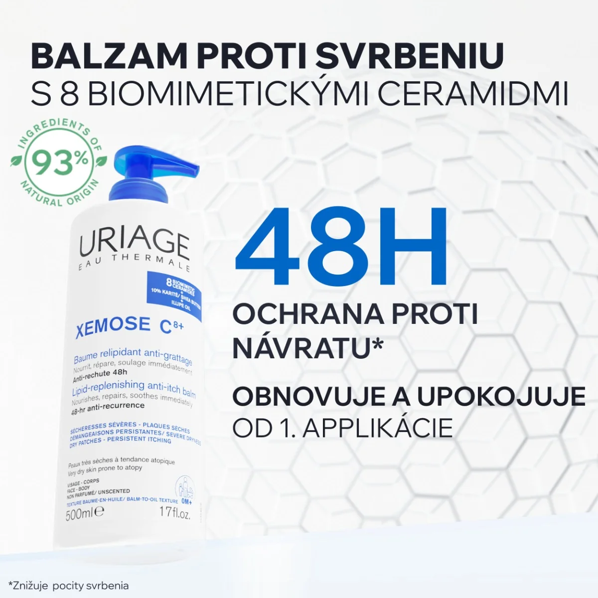 URIAGE XÉMOSE C8+ Anti-Itch Soothing Oil Balm, 500ml 1×500 ml, upokojujúci olejový balzam pre suchú a atopickú pokožku