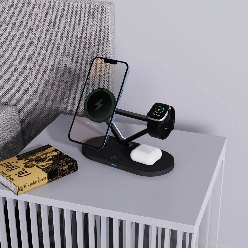 Tech-Protect A41 3in1 nabíjačka na mobil / Apple Watch / AirPods 15W, čierna čierna
