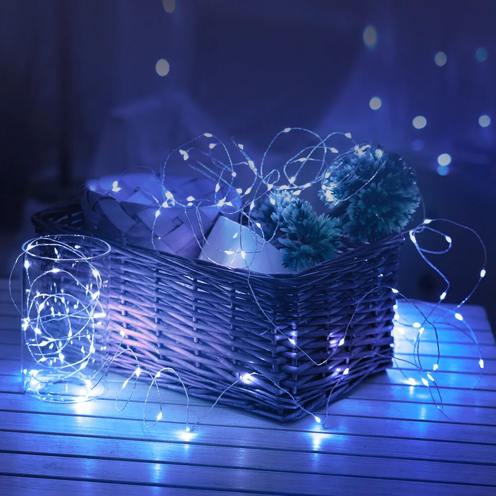 Modee Lighting LED vianočná reťaz 100 LED 10m studená biela cooper