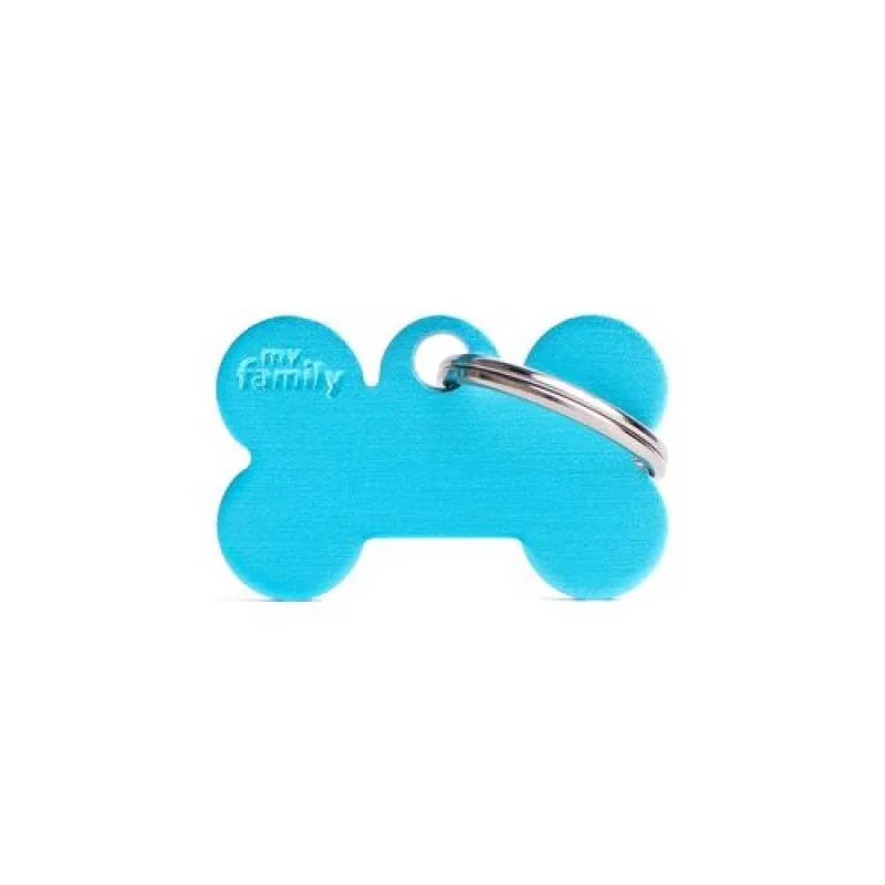 MF SMALL BONE ALUMINUM LIGHT BLUE 1,9x3 cm gravírovateľný prívesok