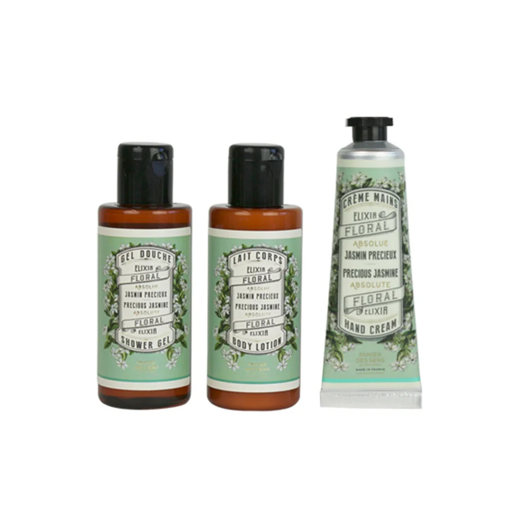 Panier des Sens Precious Jasmine SG 70 ml + BL 70 ml + krém na ruce 30 ml + kosmetická taška W