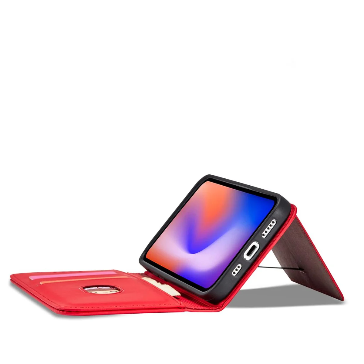 MG Magnet Card knižkové kožené puzdro na iPhone 12 Pro Max, červené