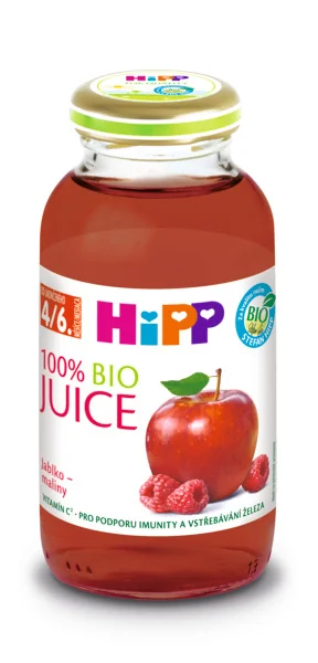 HiPP Jablkovo - malinová šťava 1×200 ml, jablkovo - malinová šťava