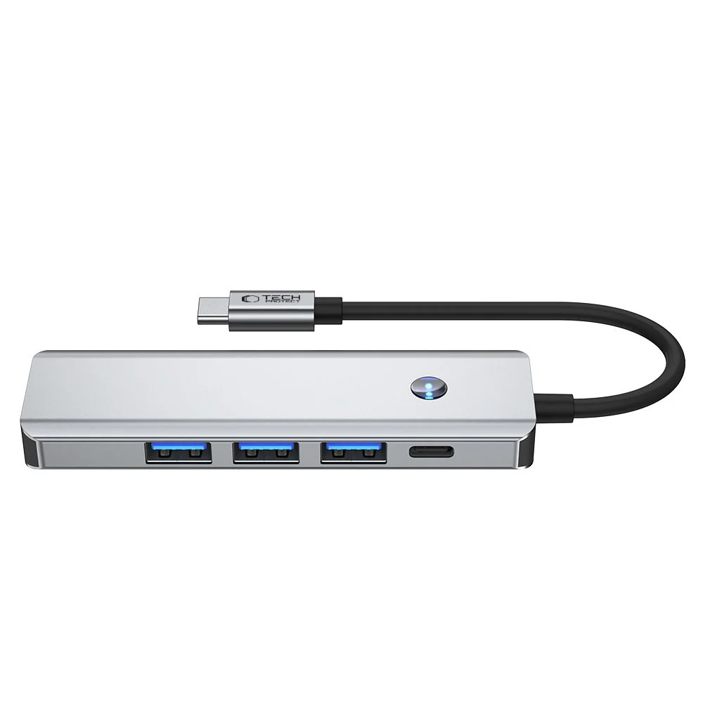 Tech-Protect HB01 HUB adaptér USB-C - 3x USB 3.0 / HDMI 4K / USB-C 100W, šedý W, šedý