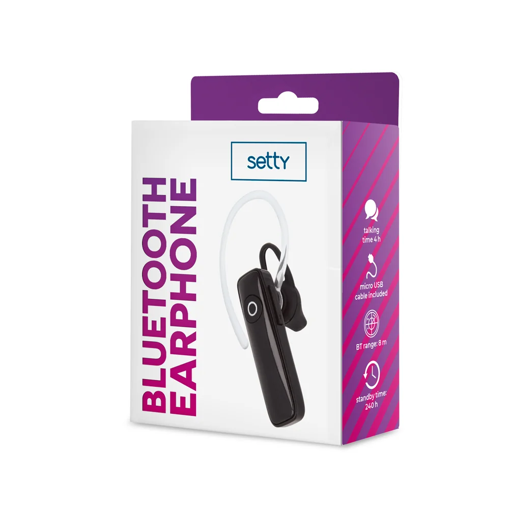 SETTY Bezdrôtové Bluetooth slúchadlo SBT-01, čierne GSM098216