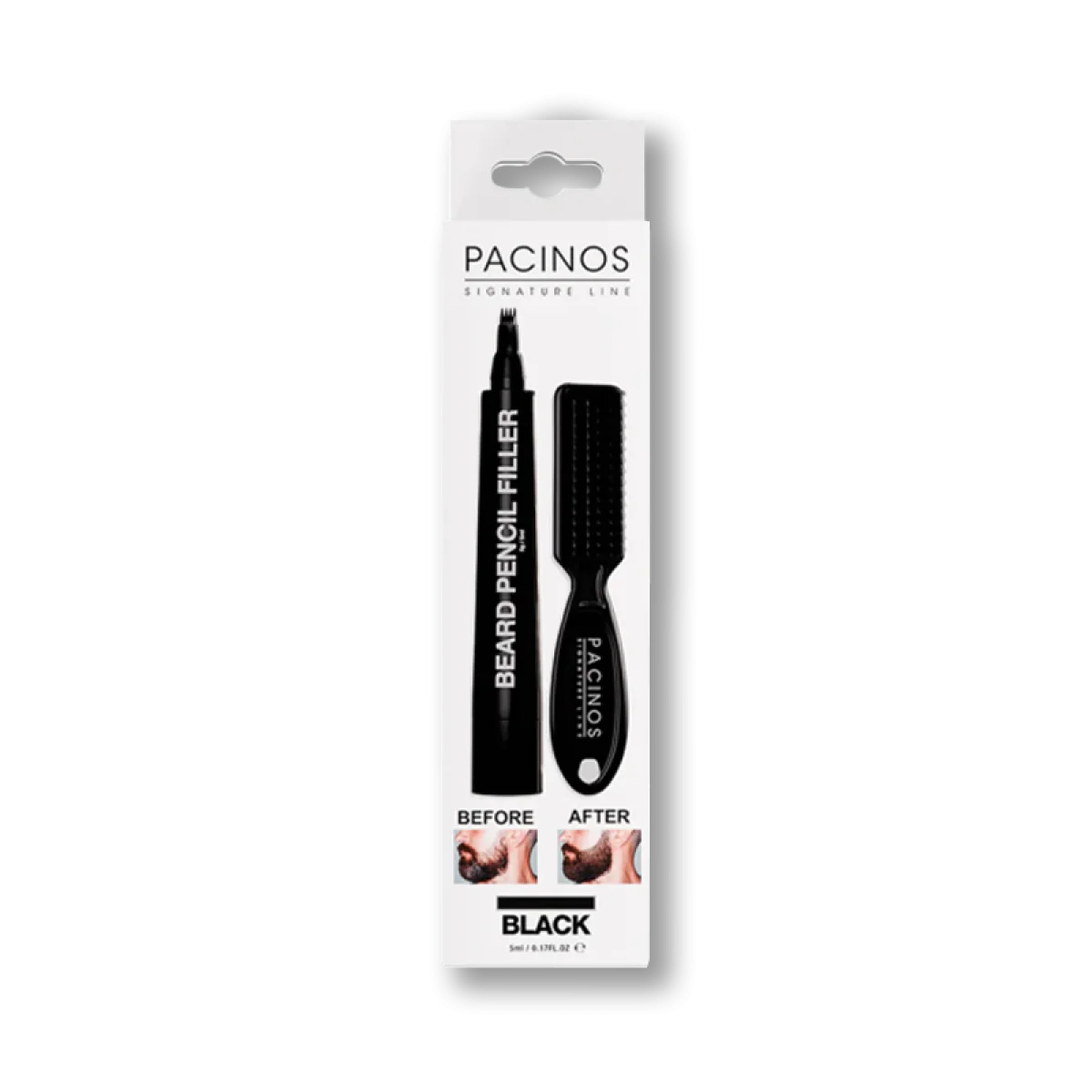 Farbiaca čierna ceruzka na bradu so štetcom Pacinos Beard Pencil Filler - Black 5ml