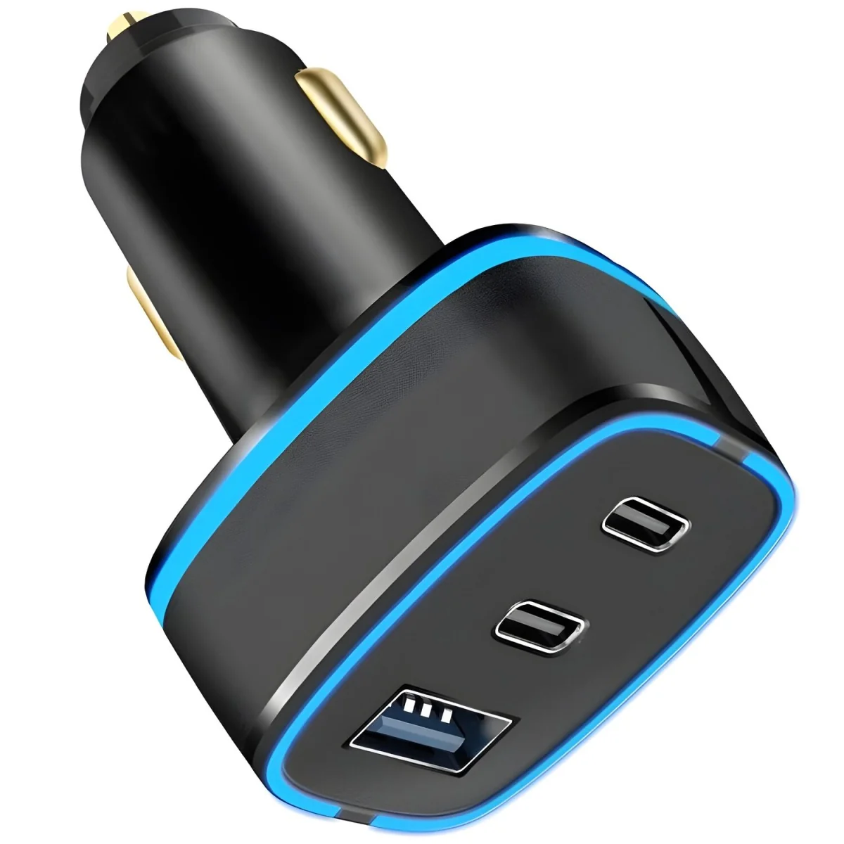 USB-A + 2x USB-C Autonabíjačka - Čierna Tri porty, rýchle nabíjanie