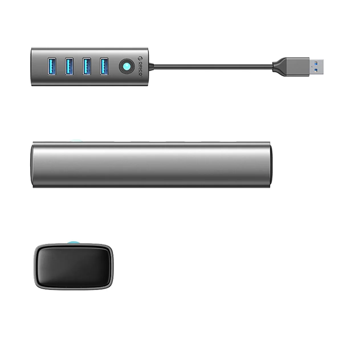 Orico PDD4U-U3 HUB adaptér USB - 4x USB 3.0, šedý