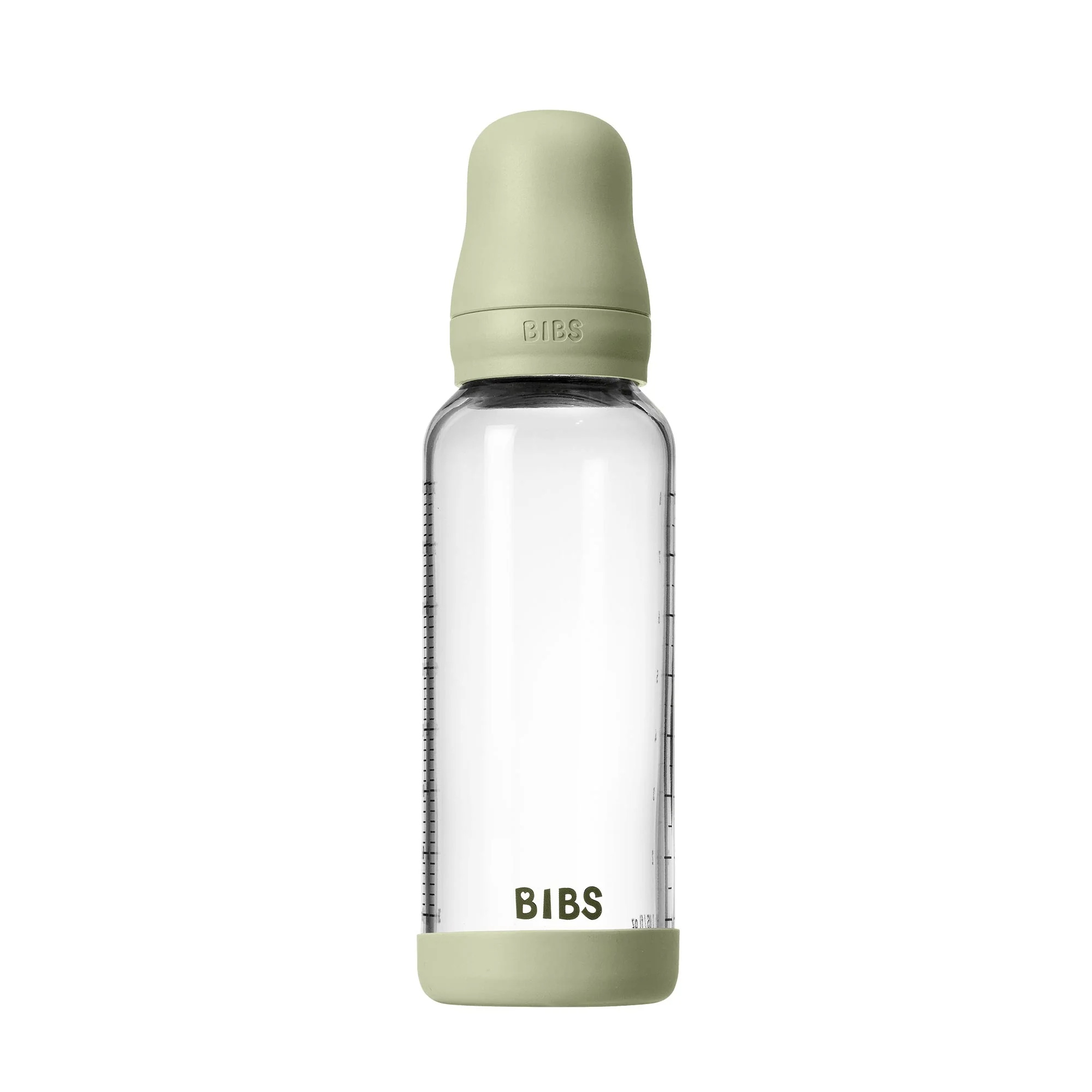 BIBS antikoliková sklenená fľaša s kaučukovým cumlíkom 240ml - Ivory