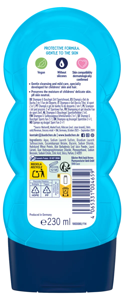 Bübchen Kids Šampón a sprchový gél 2v1 Sport 1×230 ml, šampón a sprchový gél