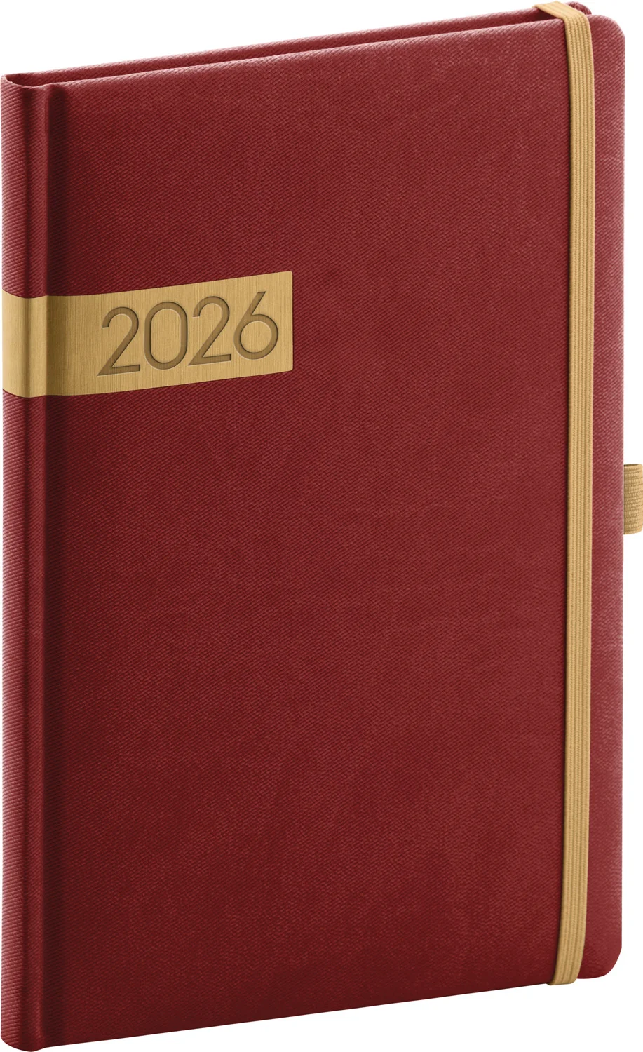 NOTIQUE Týždenný diár Twill 2026 bordó-zlatý 15 x 21 cm