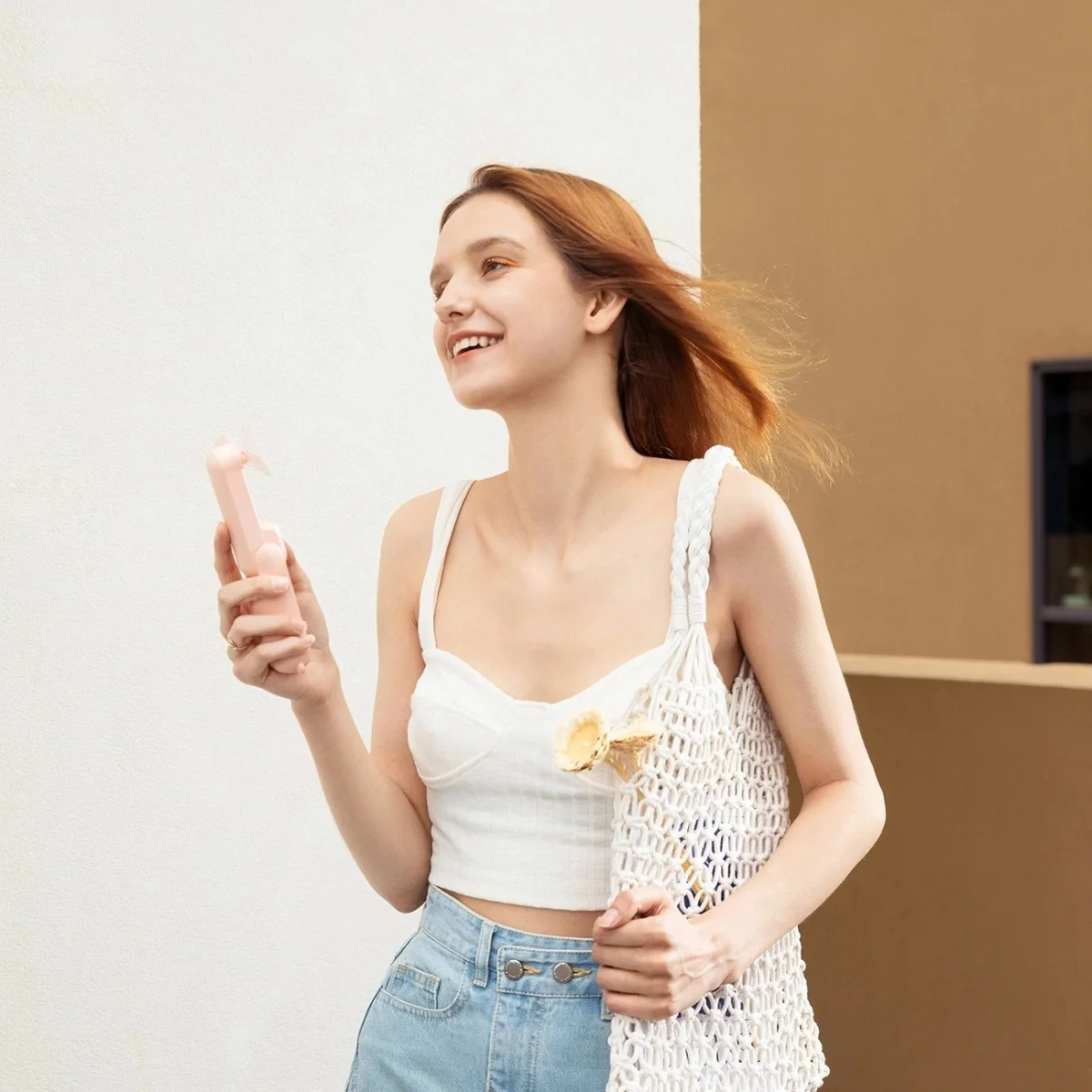 Jisulife Life8 Plus USB-C ručný ventilátor / Power Bank 4500mAh, ružový