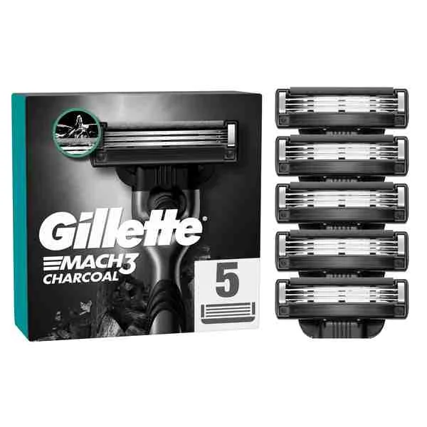 Gillette Mach3 Charcoal 5 NH 1×5 ks,, náhradné hlavice